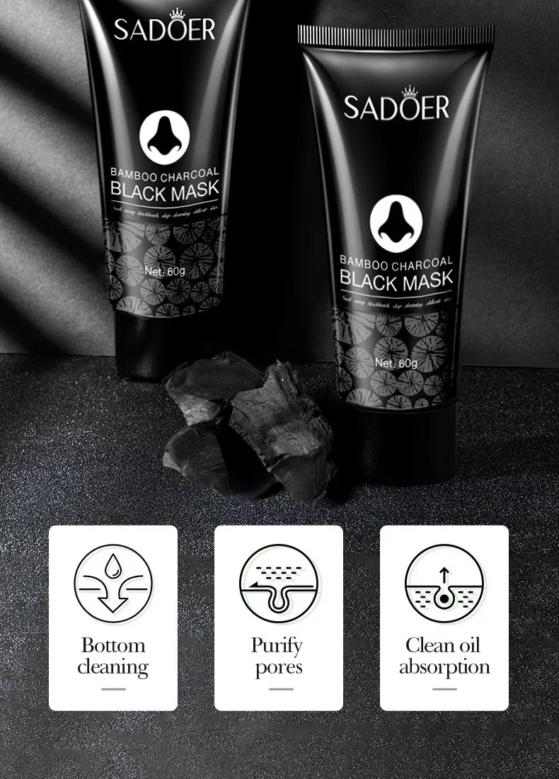 Blackhead & Acne Removal Mask – Bamboo Charcoal Nose & Face Cleanser