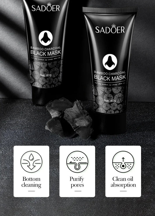 Blackhead & Acne Removal Mask – Bamboo Charcoal Nose & Face Cleanser